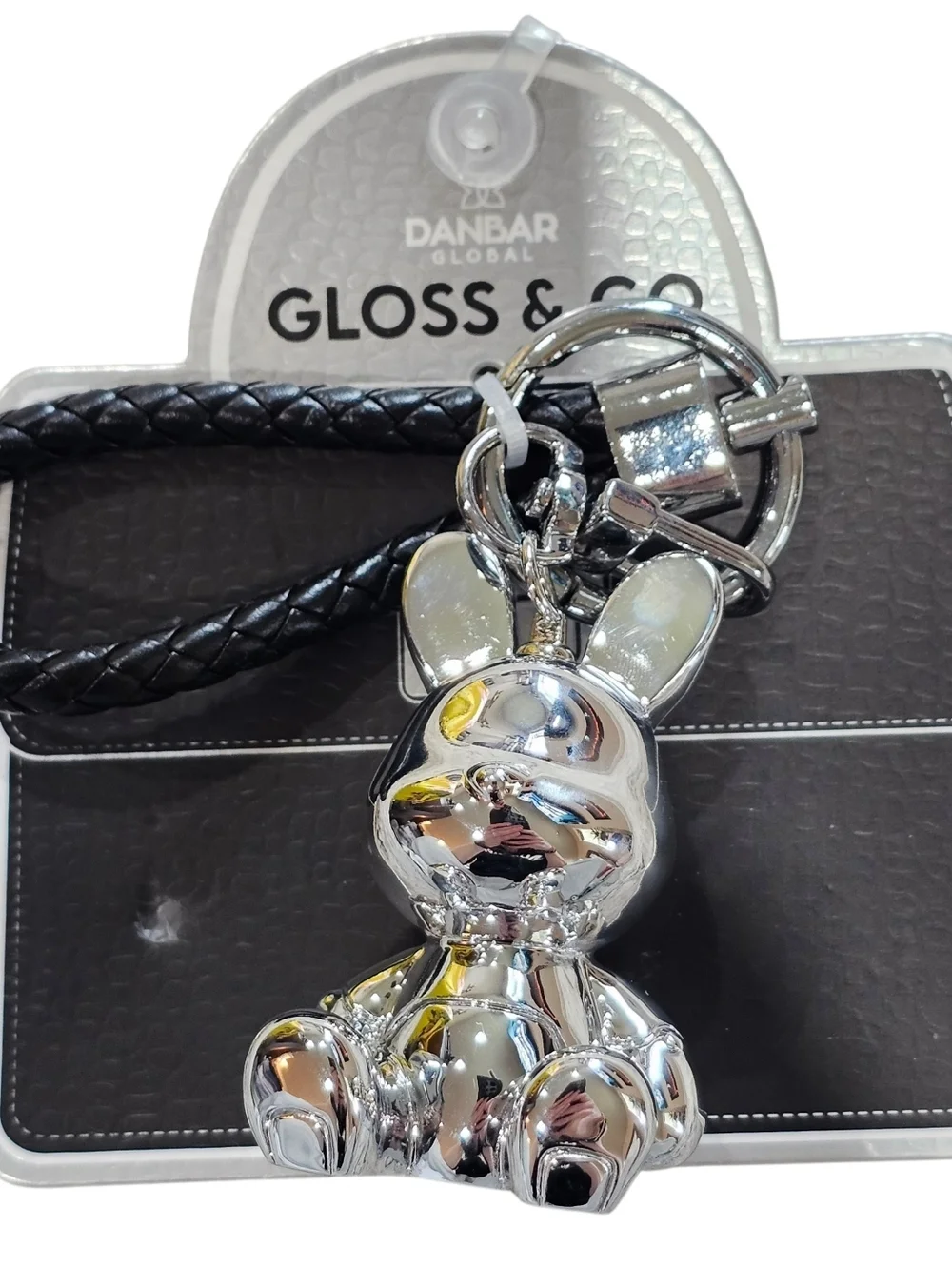 DANBAR Metallic Gloss & Co Silver Bunny Shaped Keychain, New